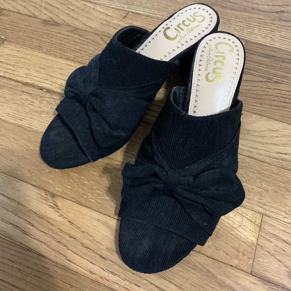 Black Heeled Mules